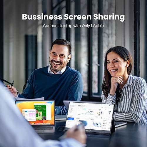 Miniatura 7 de HONGO Monitor Portátil 15.6'' 1080P FHD USB-C Monitores Portátiles para Laptop Cubierta Inteligente y Altavoz Dual, Pantalla de Computadora HDMI IPS