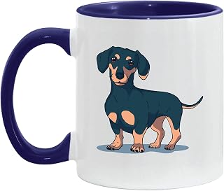 Cute Dachshund Dog Illustration Gift for Dog Lovers for Any Occasion 11oz 15oz Inner Color Accent Mug