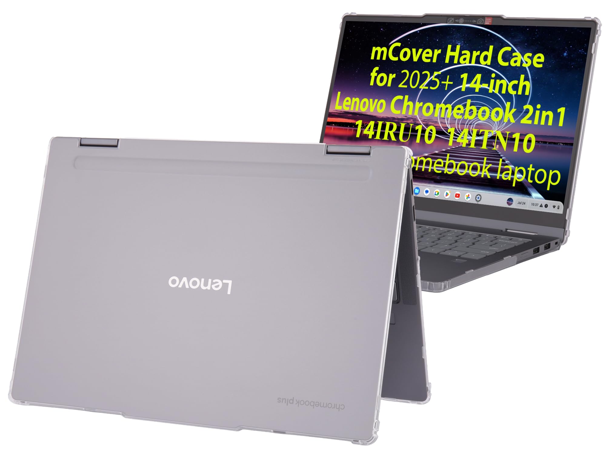 mCover Funda solo compatible con portátiles Lenovo Chrome 2 en 1 14IRU10 de 14 pulgadas 2025-2026 | Chromebook 14ITN10 (no compatible con otros modelos Lenovo), transparente