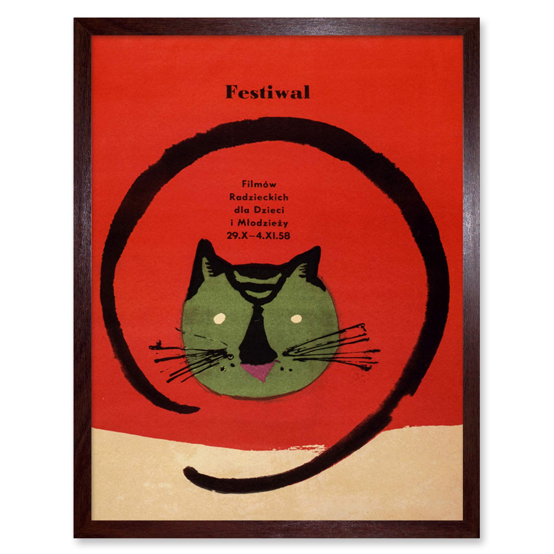 Wee Blue Coo Festival Film Movie Cat Poland Warsaw Art Print Framed Poster Wall Decor 12x16 inch