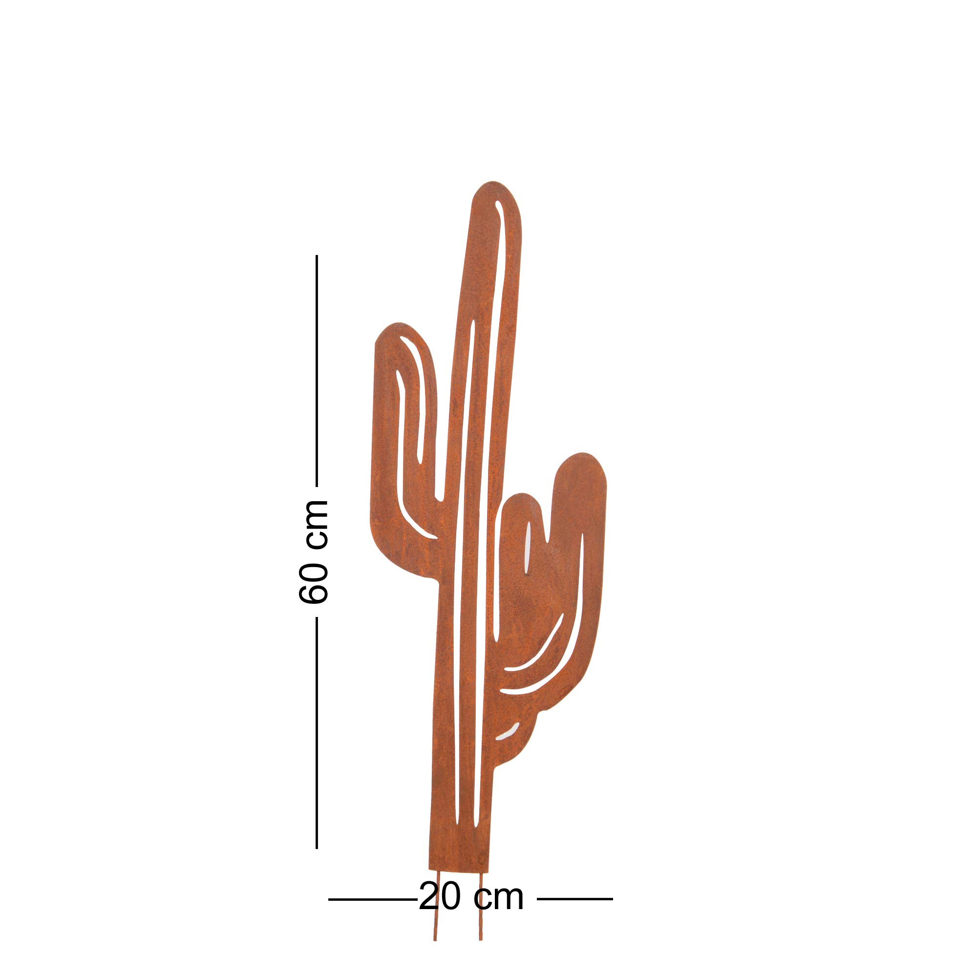 UNUS Cactus Cactus Décoration de Jardin en Aspect Rouille, Piquet de Jardin en Métal Patiné Rouille Élégant pour Décoration de Jardin, Terrasse ou Balcon