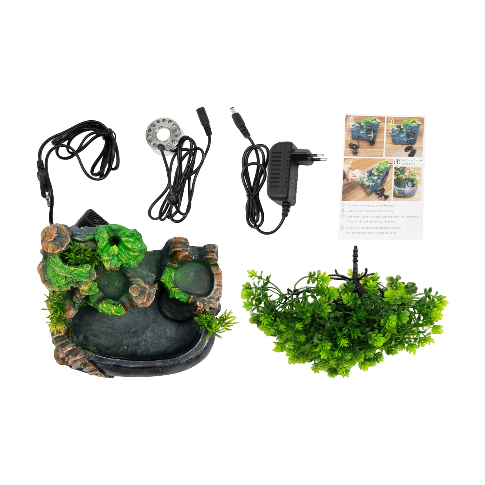 Fontaine De Table LED LumièRes Brillantes Le Brouillard MystéRieux Cascade Fontaine D'IntéRieur Desktop RéSine Bonsai Ornament DéCoration IntéRieure