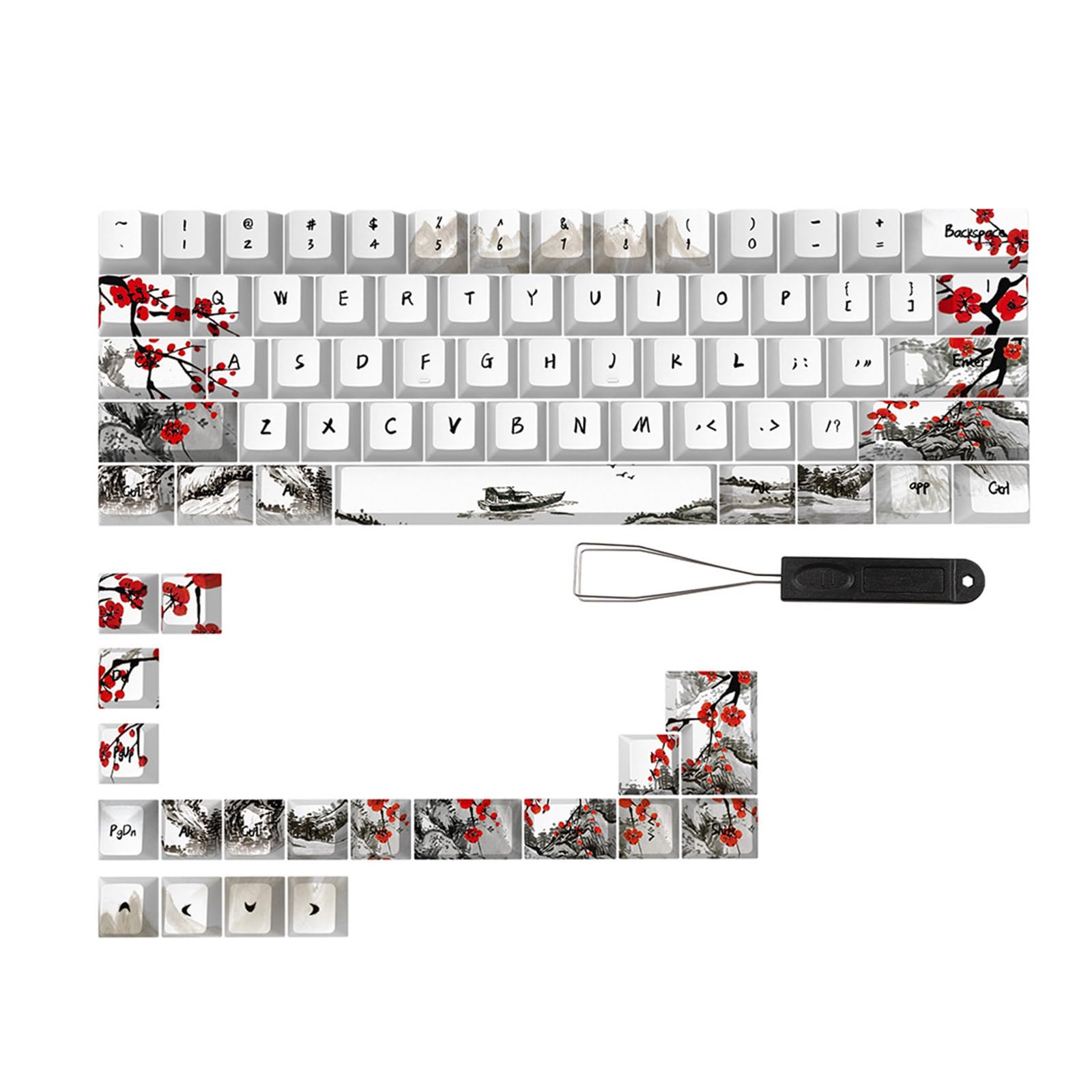CherryProfile Keycaps Allemand Français Espagne Japonais Anglais DyeSub Keycaps PlumBlossom 80 Touches CherryProfile Keycaps Plum Blossom Keycaps Qwertz Azerty Clavier Touches 80 Touches Keycap PBT