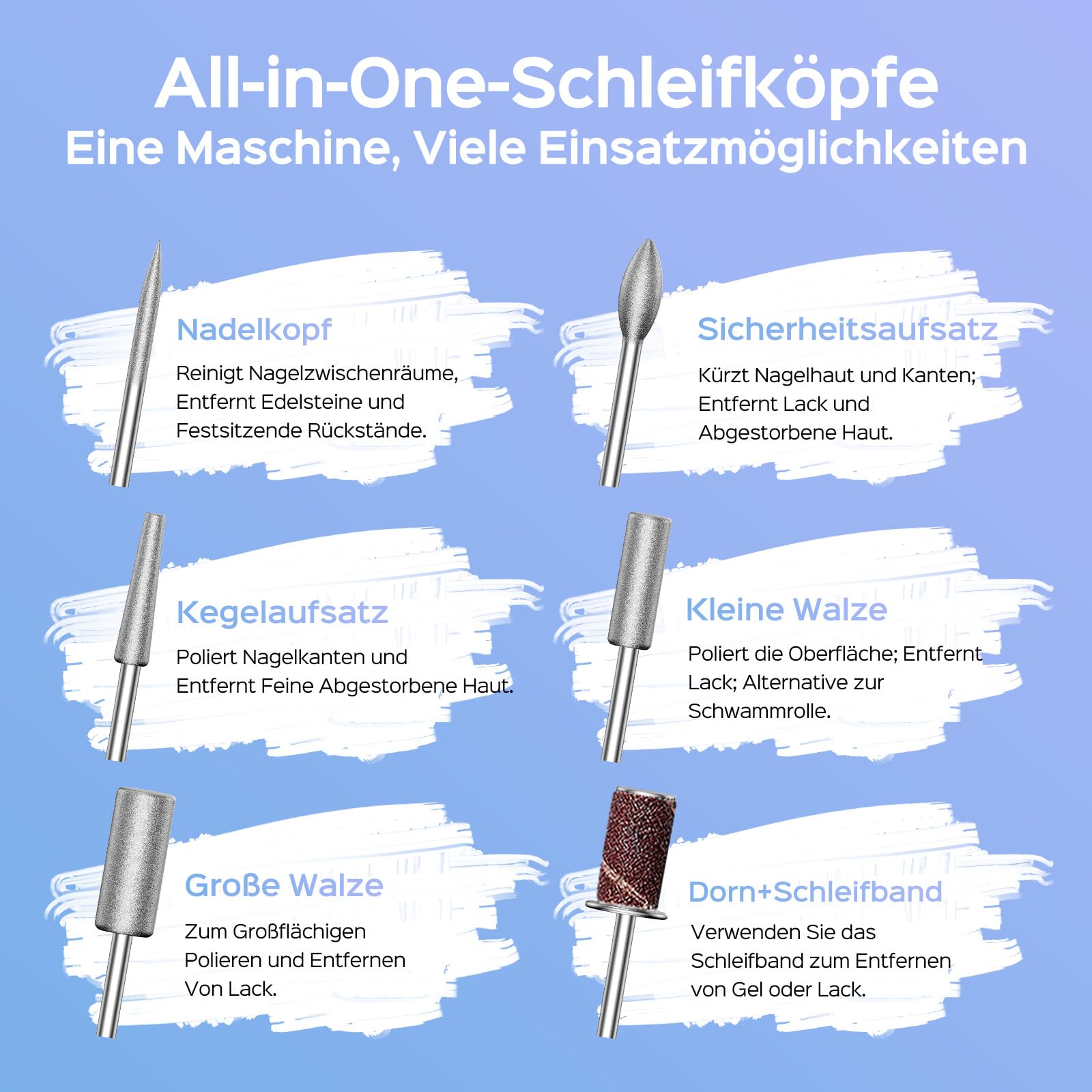 COSLUS E51 Elektrische Nagelfräser 40000 U/min: 6-in-1 Professionell Nagelpflege Set für Gelnägel Acrylnägel für Salon und Zuhause Mit Gel-Entfernung und Pediküre-Funktion Tragbar und Geräuscharm