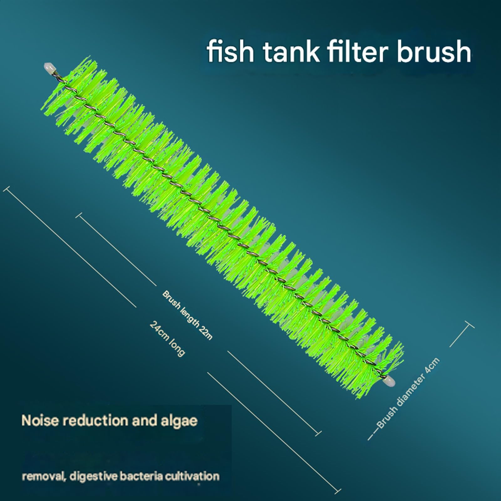 Aquarium-Filterbürsten-Set aus Edelstahl, 24 cm, 20 Stück, Teich-Skimmer-Reinigungsbürsten für Koiteich und Aquarien, effektive Algenentferner-Werkzeug