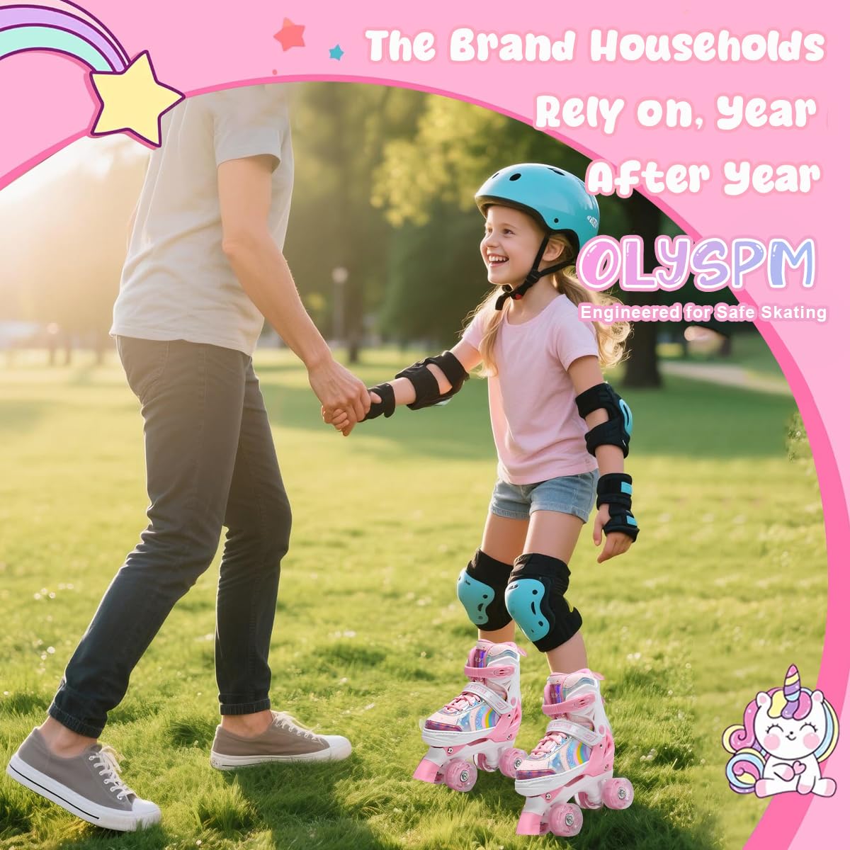 Patins à roulettes pour Enfants, 8 Roues Lumineuses et 4 Tailles réglables, Patins à Quatre Roues avec Sac de Rangement, Patins à roulettes à Double rangée pour Filles, garçons et débutants - 3