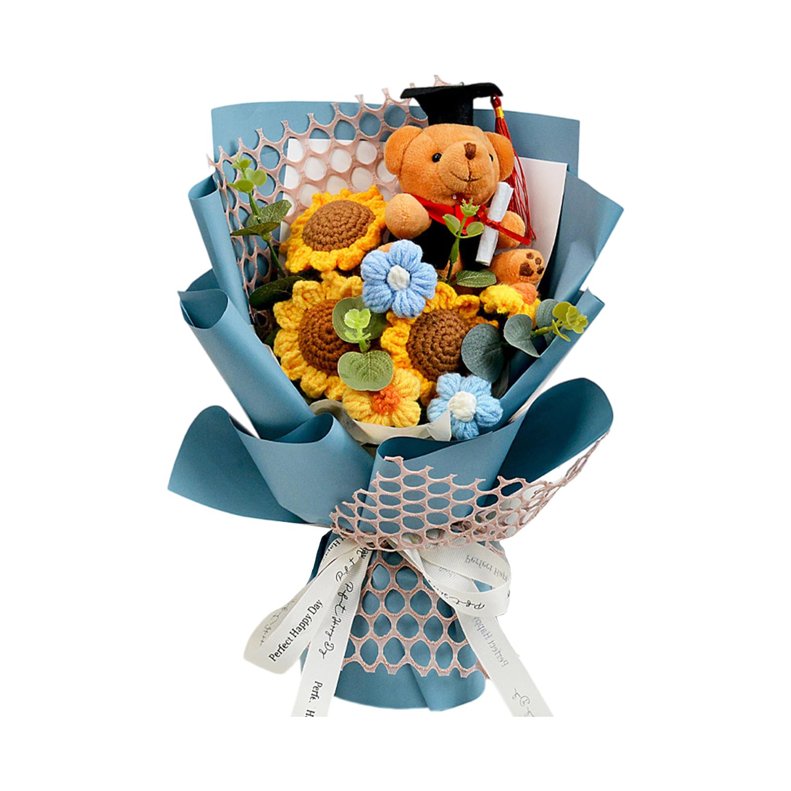 Msioytog Crochet Graduation Bouquet with Stylish Doll for Ceremony Decoration and Gift Giving Party Supplies Graduation Doll Gift