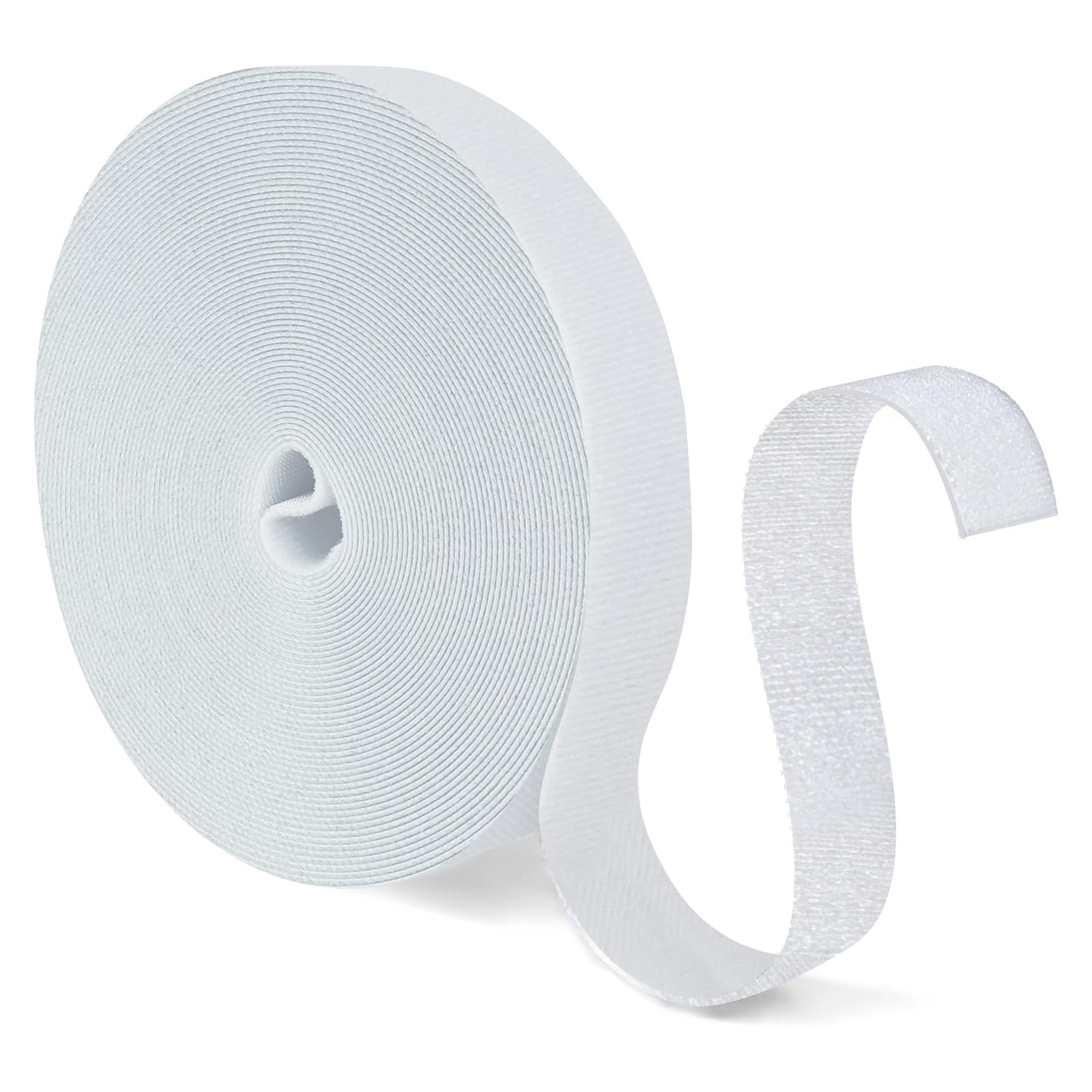 NUTKIT 15M Fastening Tape Hook and Loop Cable Ties, 20mm Cable Ties(White)