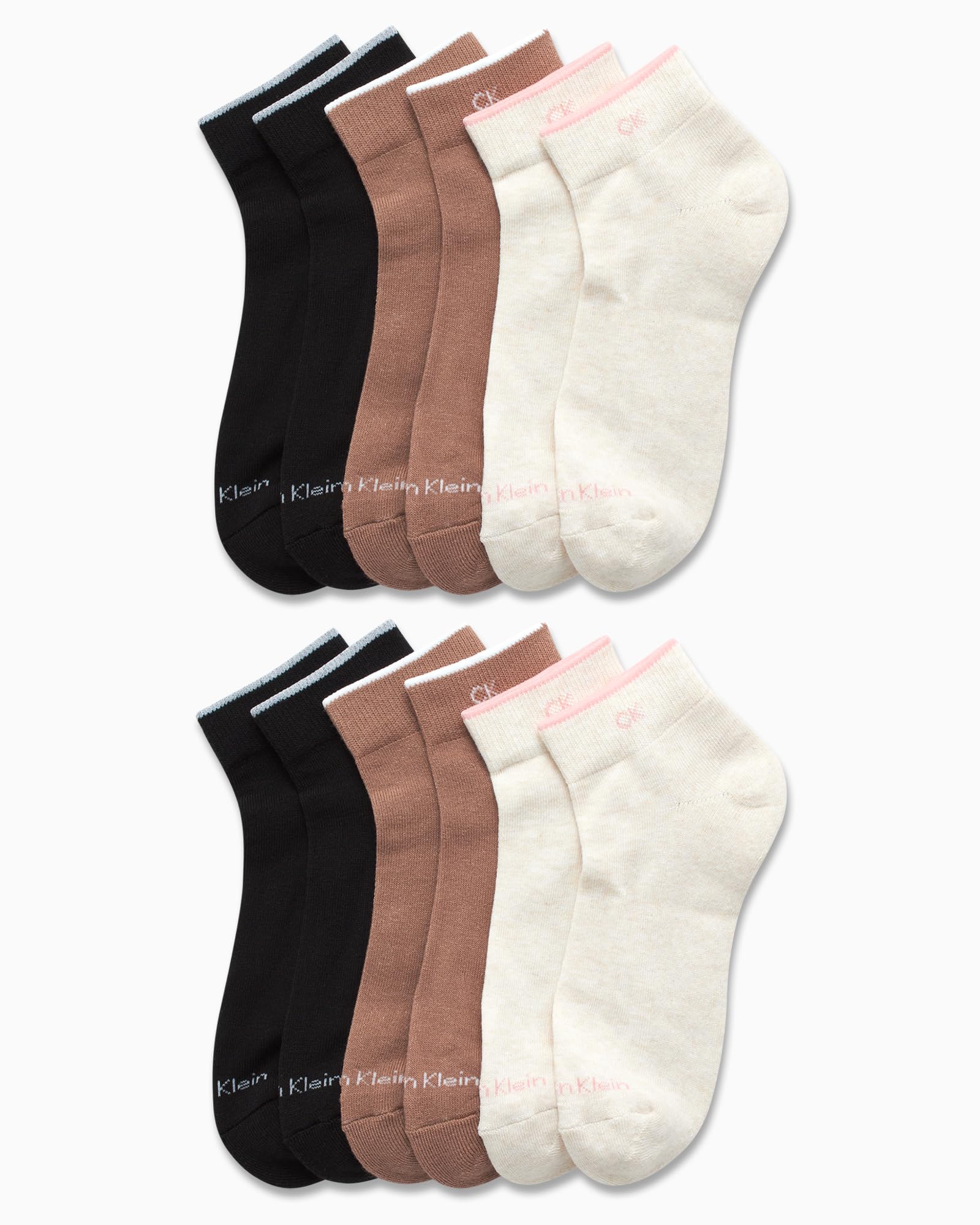 Calvin Klein Women's Quarter Socks - 12 Pack Cushioned Athletic Ankle Socks for Women - Women's Sports Socks (Size: 4-10, Oatmeal Heather