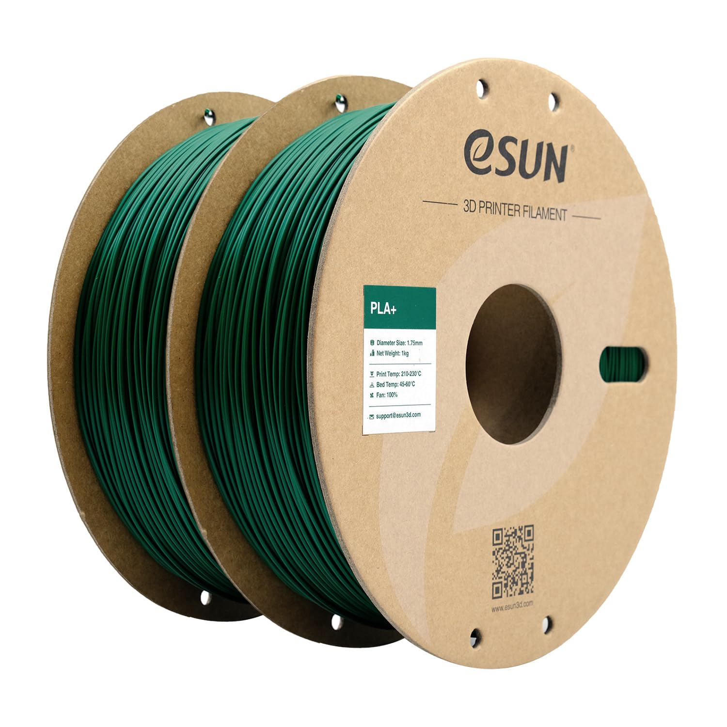 eSUN PLA+ Filament 1.75mm, 3D Printer Filament PLA Plus, Dimensional Accuracy +/- 0.03mm, 1KG per Spool, 2 Spools 3D Printing Filament, Pine Green