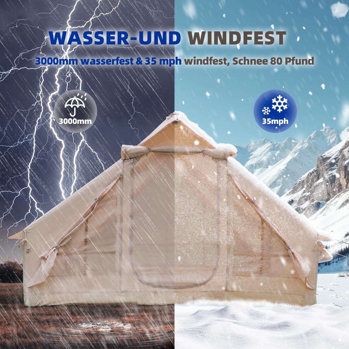 Glamping Tent with Pump for 2/3/4/5/6Person People Camping Inflation Tents Family Standing Height Luxury Tent