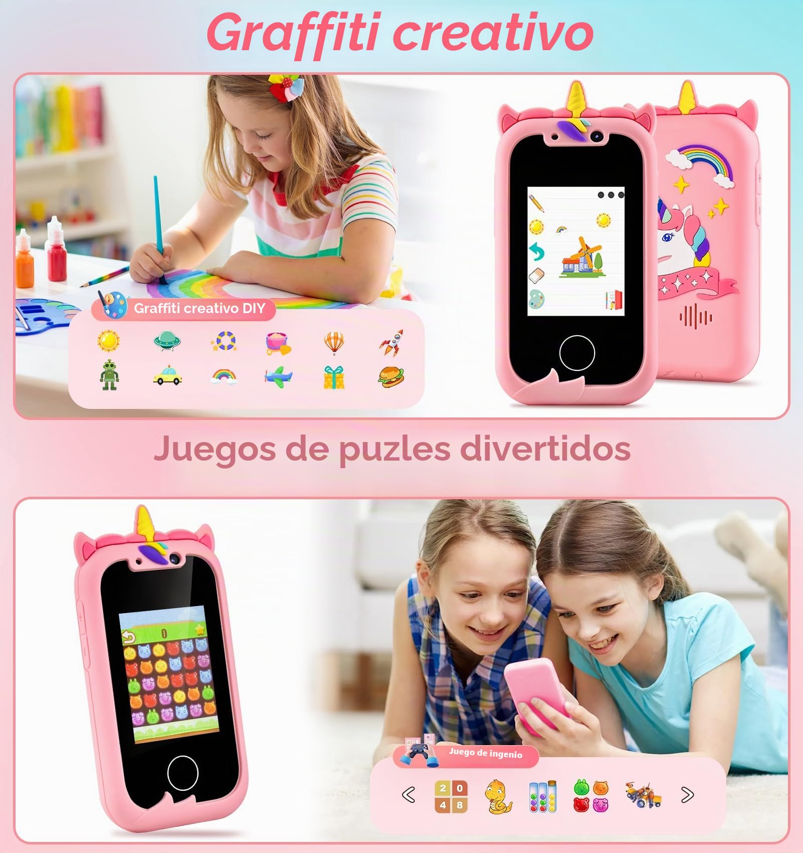 Movil Niños Smartphone Telefono para Niños Móvil Teléfono Moviles Telefonos para Niña Niños 2 3 4 5 6 7 8 9 10 11 12 Años