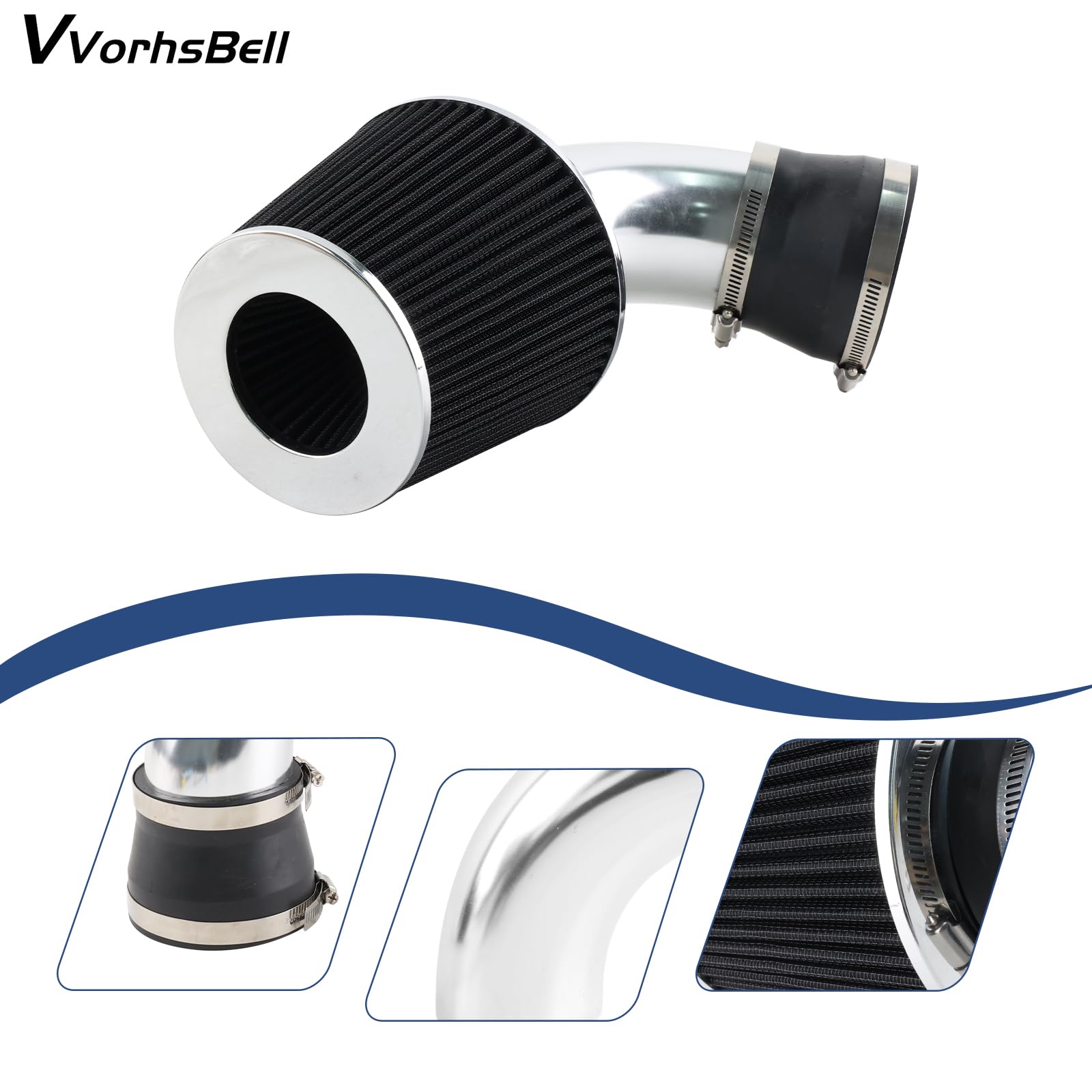 Kit de admisión de aire corto Ram compatible con BMW E46 323i 325i 328i 330i M54 I6 1999-2005 Motor Filtro de aire lavable, aumento de potencia