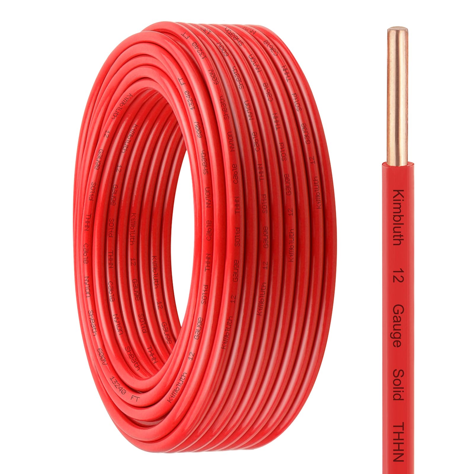 THHN Wire 12 Gauge 25 FT OFC Electrical Wire, 12 AWG Solid Copper Wire Rated up to 600V Building Wire Nylon Jacket for Residential, CNC, Ground,