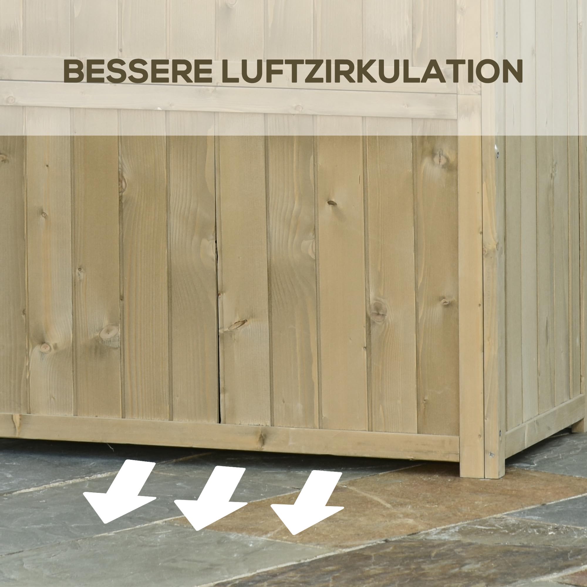 Outsunny Gartenschrank Holz Geräteschuppen Gerätehaus mit Asphaltdach Lamellentür Geräteschrank Schuppen Garten 4 Fächer Grau 87 x 46,5 x 160 cm