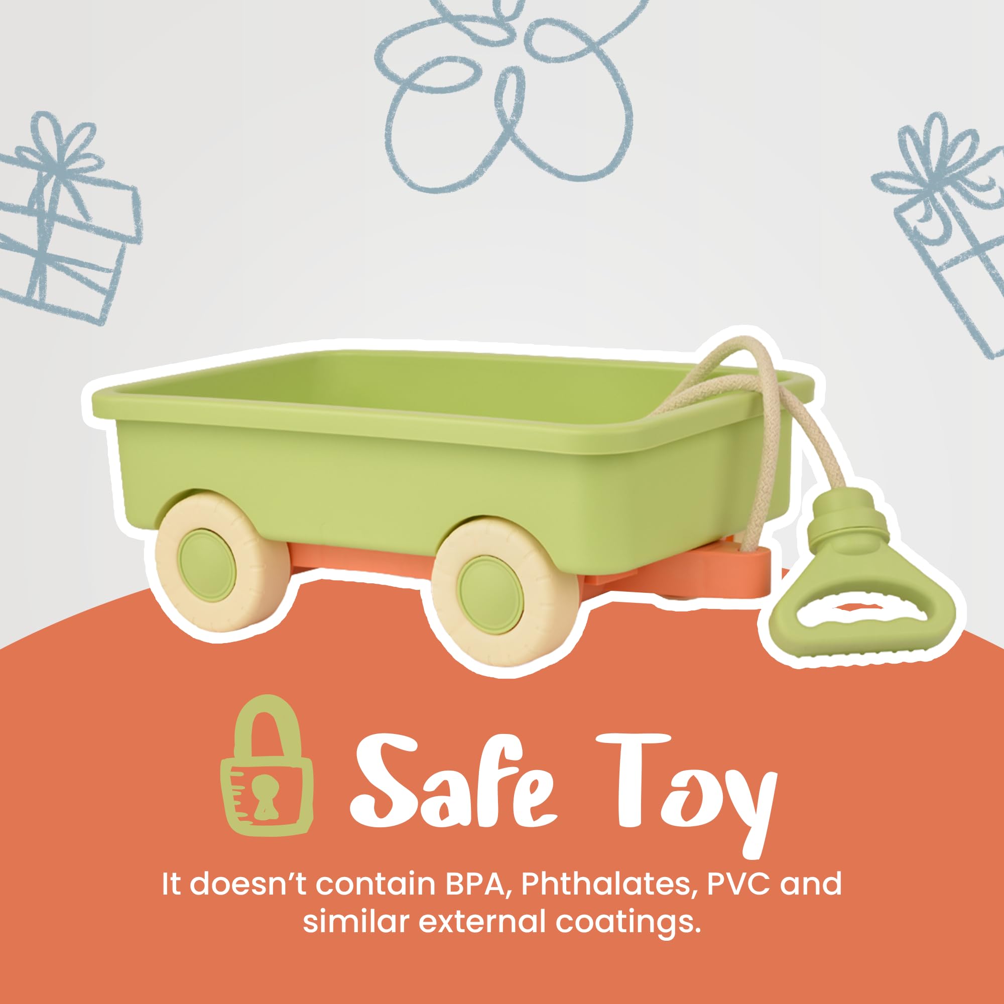 Carro de juguete para niños, equipo de juego al aire libre para niños, seguro, sin BPA, carrito para niños de 2 a 6 años, playa, juguetes de jardín, juguete de empuje, carrito de cochecito | Regalos