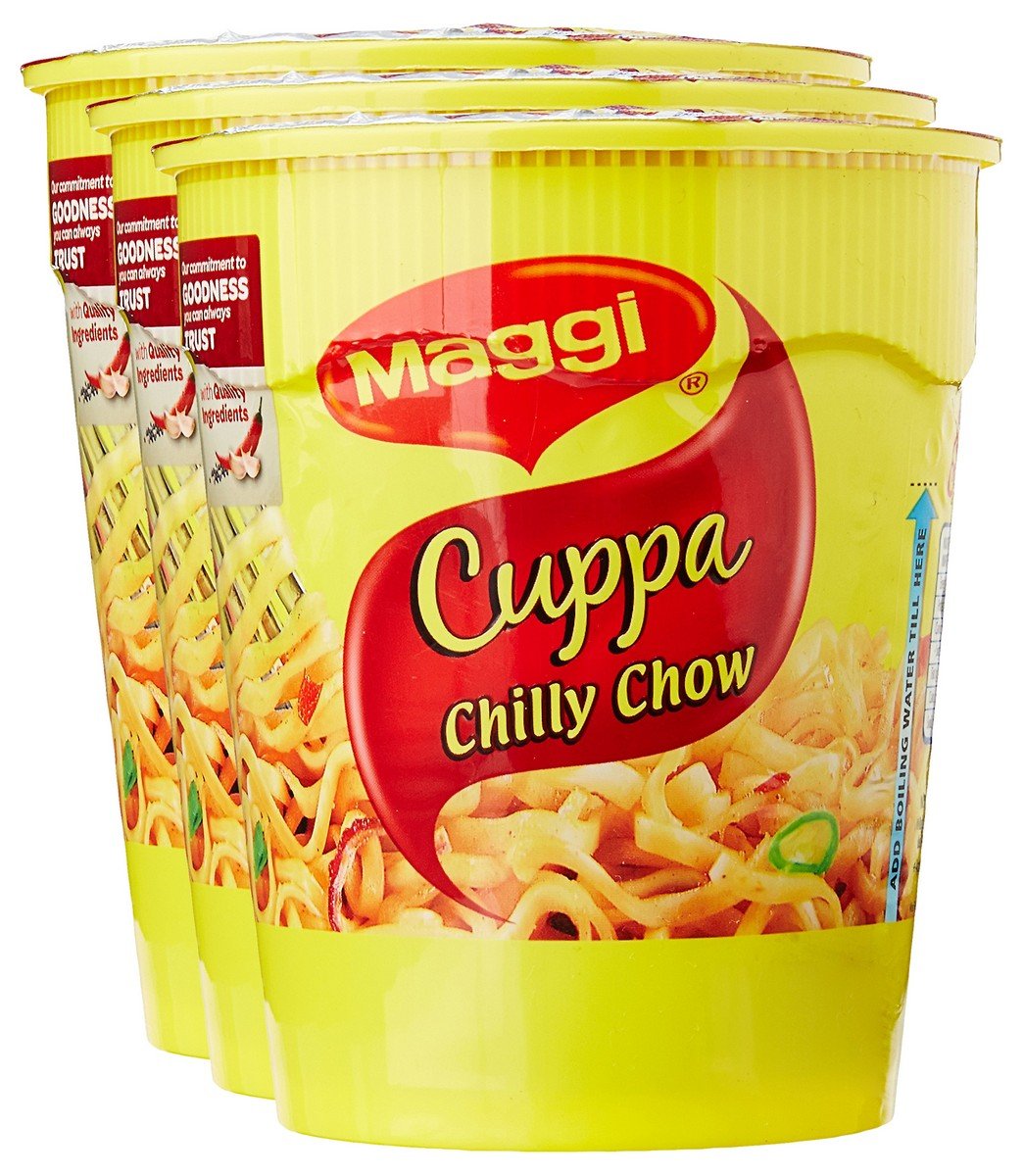 Big Bazaar Combo Cuppa Noodles, Chilly Chow, 70G (Pack of 3) Promo Pack, Vegetarian