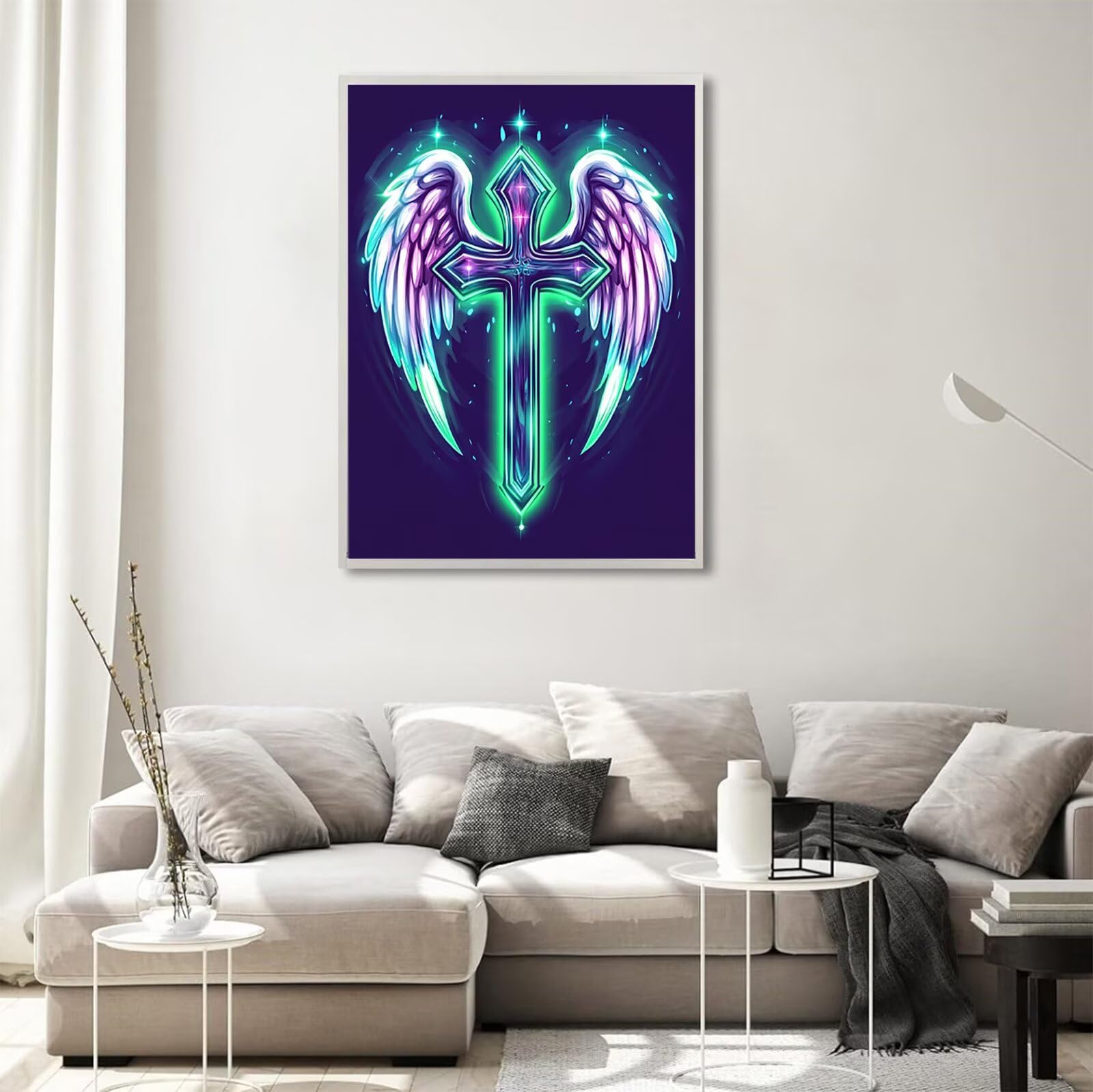 Diamond Painting Erwachsene Kreuzen 5D Diamond Painting Flügel Muster DIY Set Erwachsene Anfänger, Vollbohrer Diamanten Malerei Kreuzstich Bastelset für Zimmer Wand Deko Schlafzimmer 60x90cm,Model848