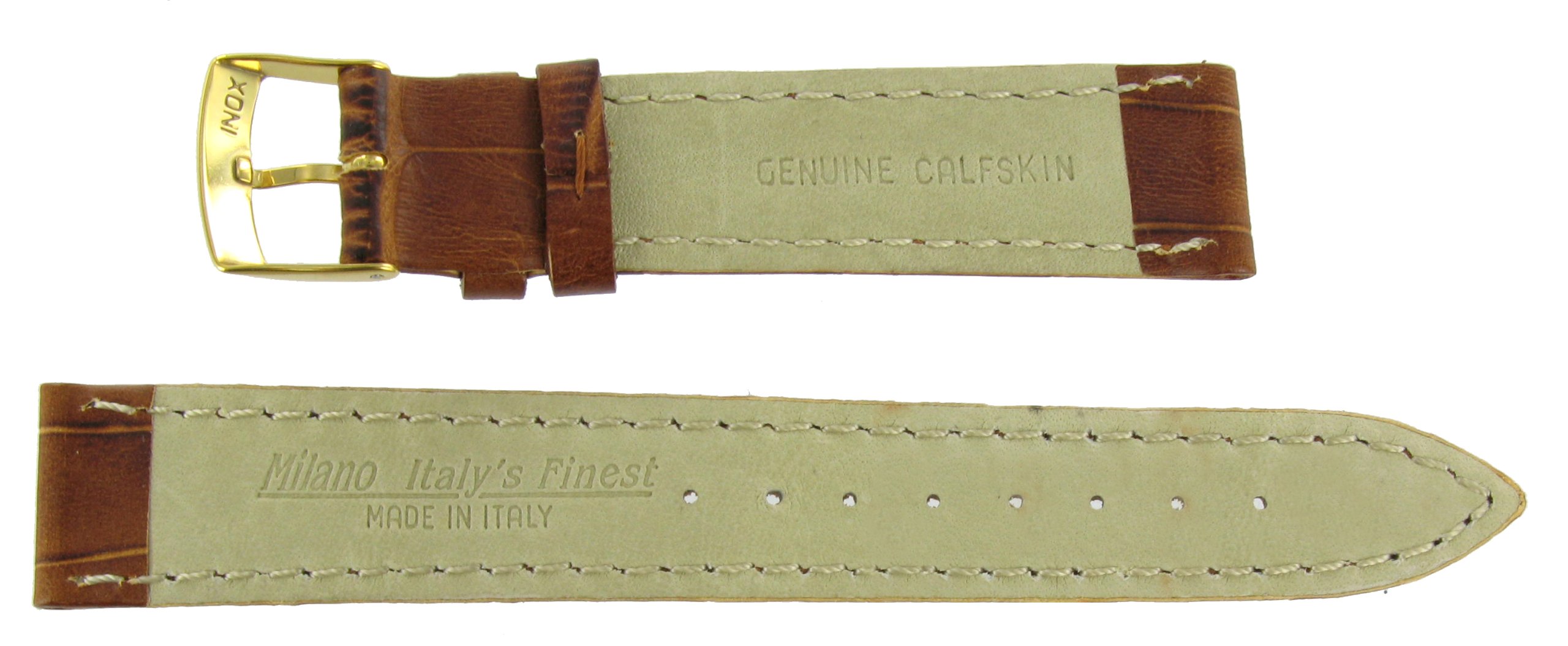 Morellato 18mm Genuine Leather Alligator Grain Lightly Padded Stitched Matte Tan Watch Band Regular 2269