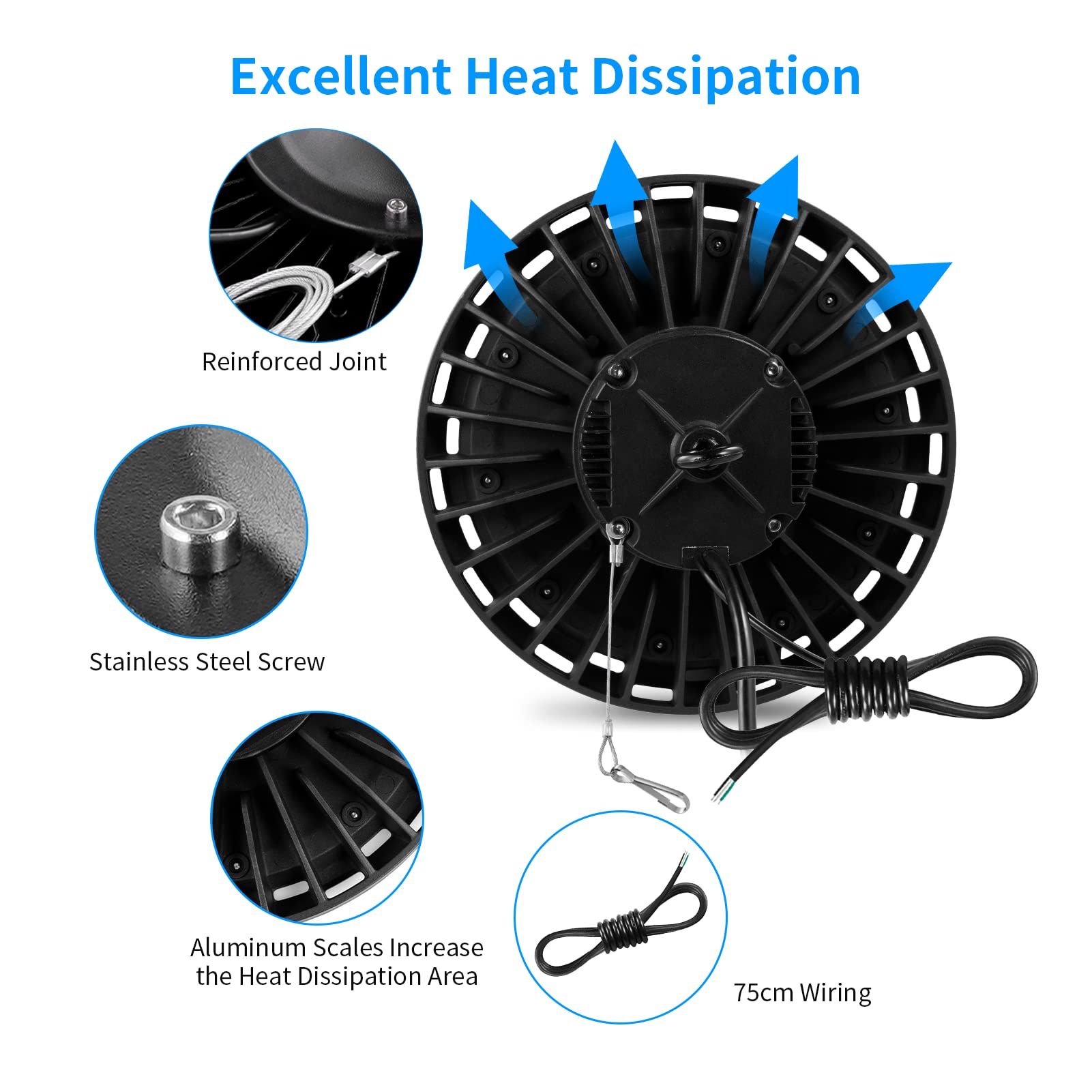 Viugreum LED High Bay Light 150W 10 Pack 1-10V Dimmable 5000K UFO High Bay Lights Equivalent to 600W — view 4