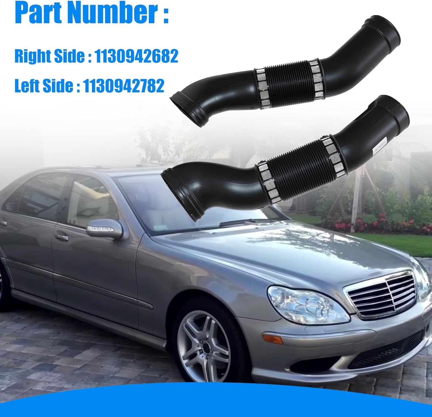 FZJDSD Air Intake Hose Pipe 2Pcs Right&Left Compatible with Mercedes-Benz CL500 S430 S500 2000-2006 S55 AMG 2001 2002 Replace 1130942682 1130942782 Air Cleaner Intake Duct Hoses