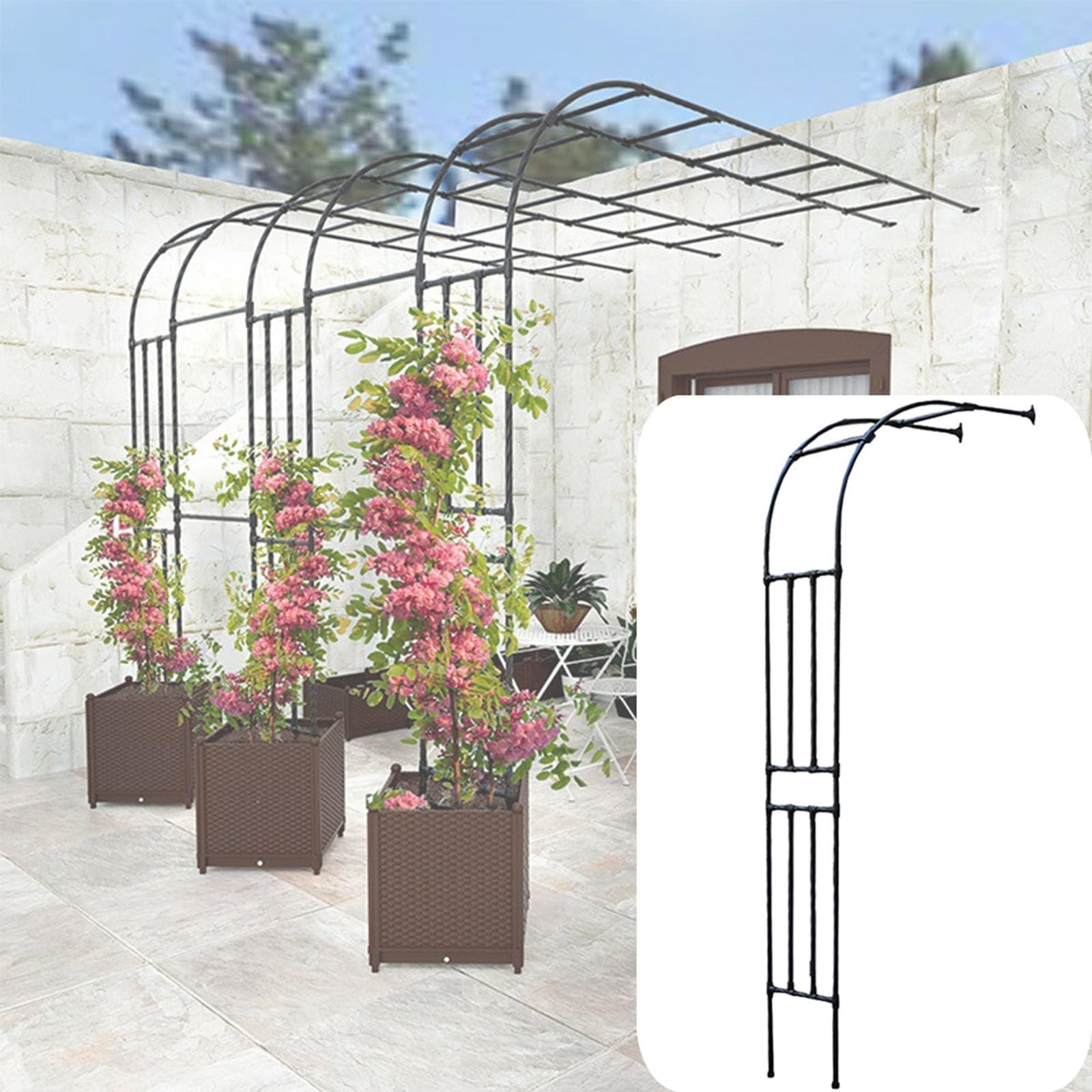 Enrejado para plantas trepadoras semicircular con altura ajustable de 120 cm x 240 cm