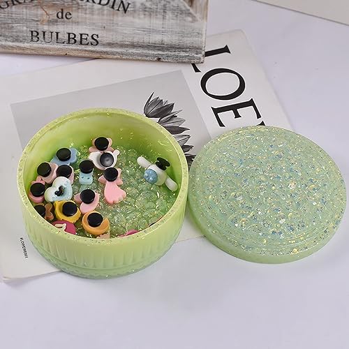 Miniatura 3 de Moldes de resina de silicona, molde apilable para tarros de diamantes con tapa para resina epoxi, moldes de fundición para joyas, caja de