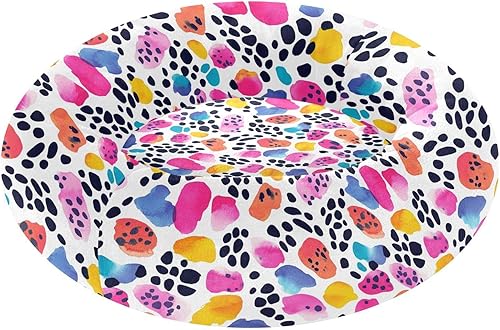 Pet Dog Bed Removable & Washable Fluffy Orthopedic Dog Bed for Medium Size Pets Supplies S Colorful Retro Leopard Printed