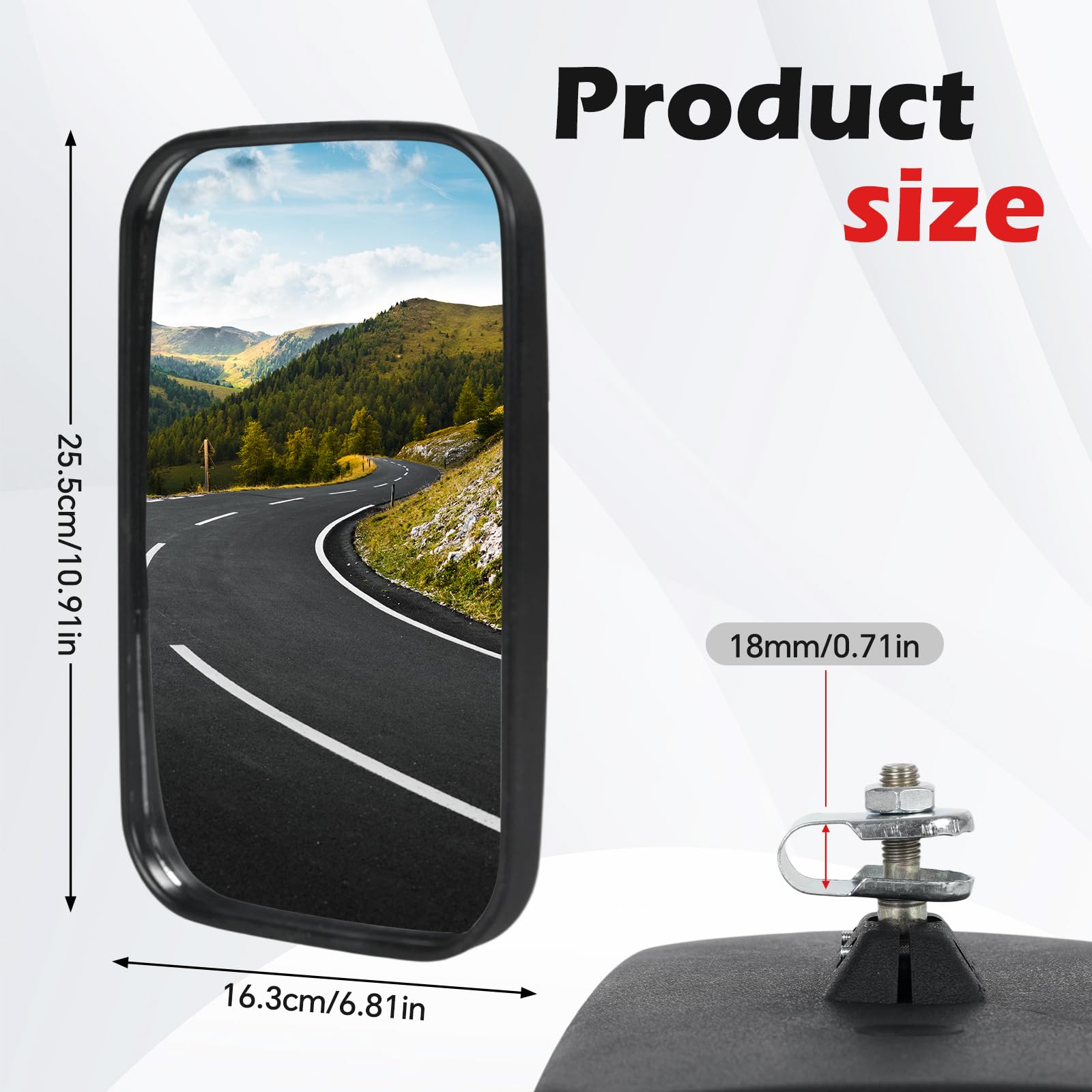 Espejos universales para tractor 25,5x16,3 cm PVC retrovisores camión autobús con carcasa soporte