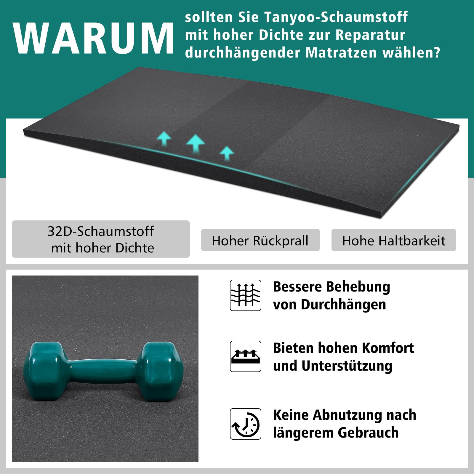 Schaumstoffe für eingesunkene Matratzen Unterstützende für durchhängende Betten Hochdichte Schaumstoffeinlage zur Reparatur von durchhängenden Betten und Verlängerung der Lebensdauer
