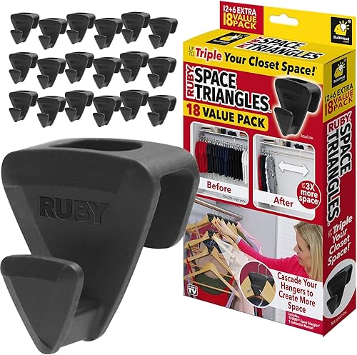 Miniatura 9 de Nuevos triángulos espaciales de rubí, paquete de 4, AS-SEEN-ON-TV Ultra - Ganchos de alta calidad para colgar en el armario triple espacio, paquete