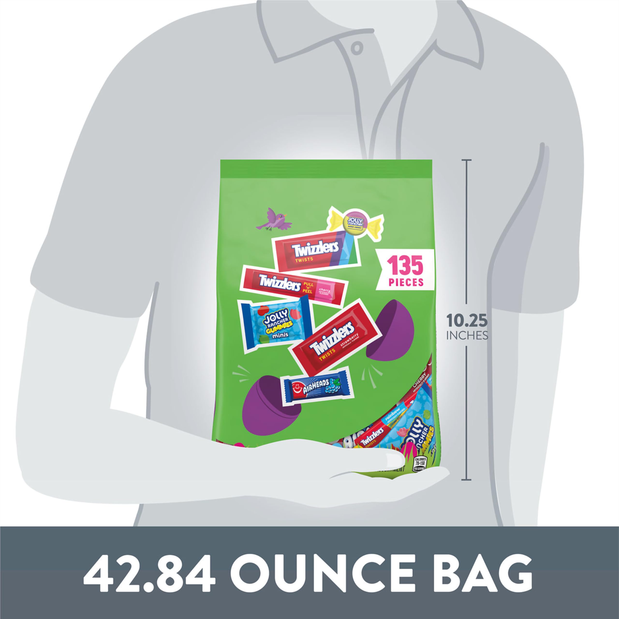 JOLLY RANCHER, TWIZZLERS, and AIRHEADS Assorted Fruit Flavored, Easter Candy Bulk Bag, 42.84 oz (135 Pieces)