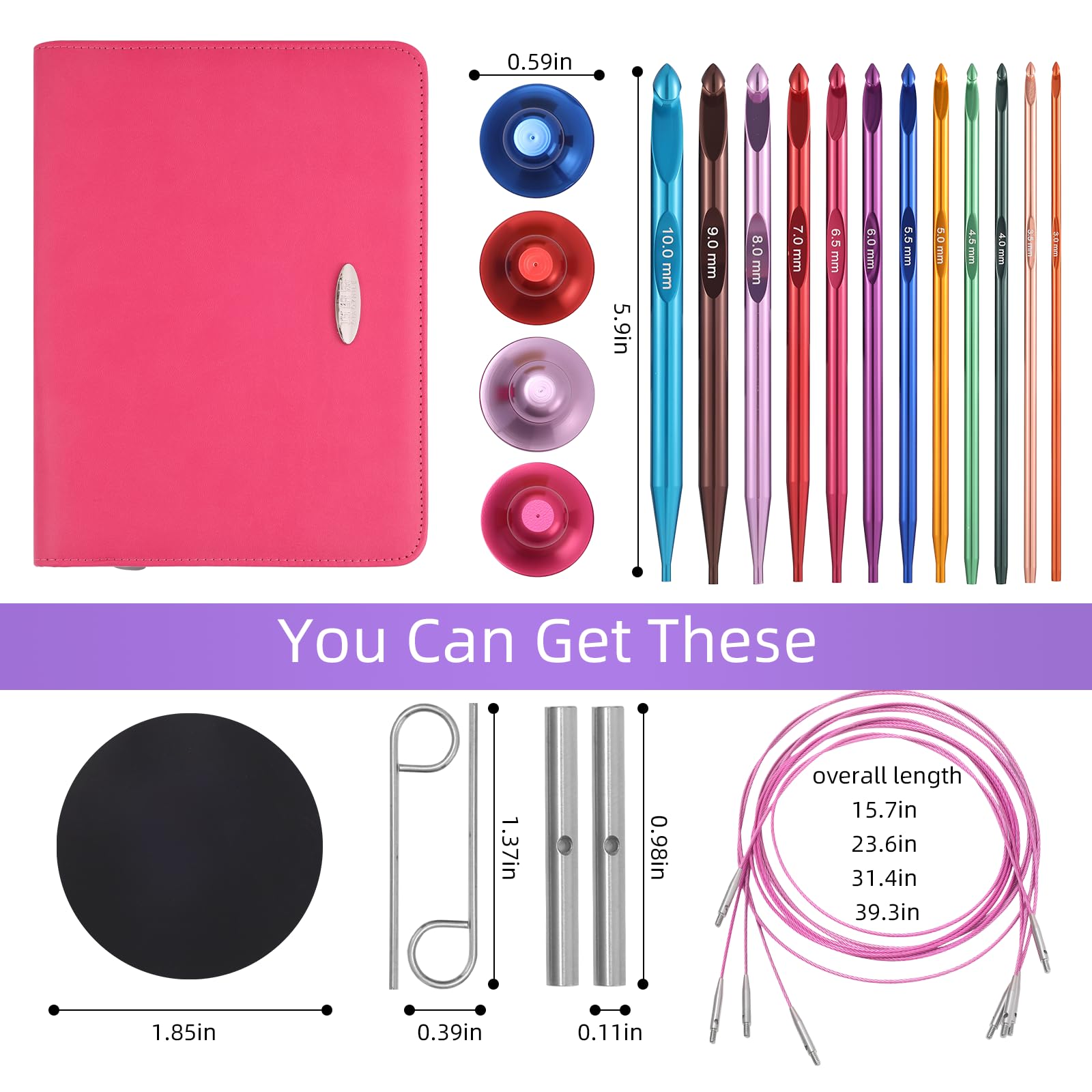 Amazon.com: AIYUNDI Tunisian Crochet Hooks Set with Cable, 6-Inch