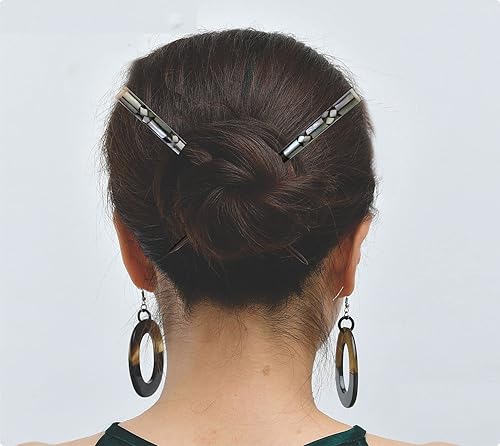 Miniatura 12 de Palillos de madera para el cabello, cabeza de incrustación superior con nácar a mano, palillos decorativos únicos de madera, palillos de pelo