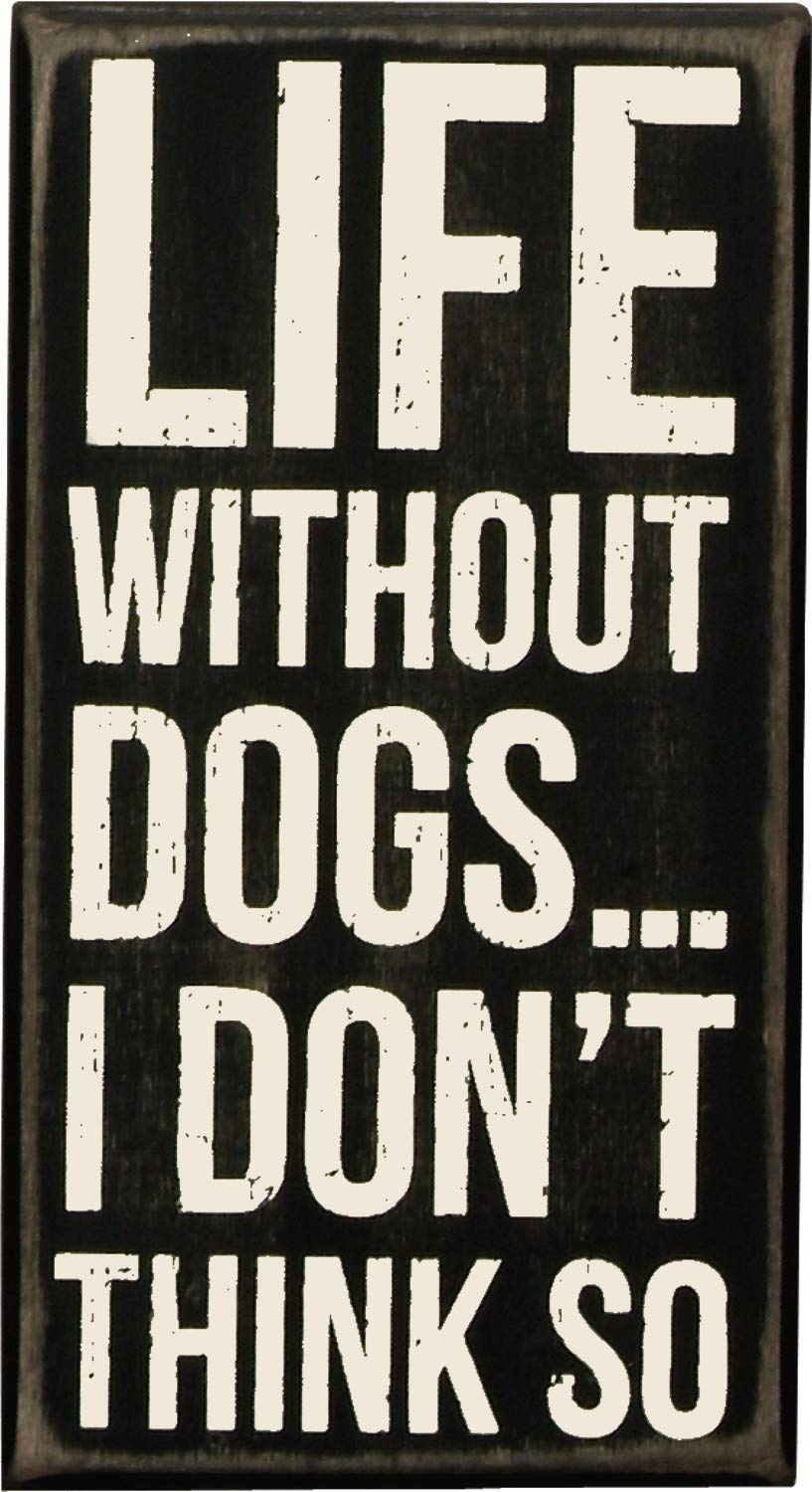 Primitives by Kathy Life Without Dogs Box Sign, 4" x 7.50", Neutral