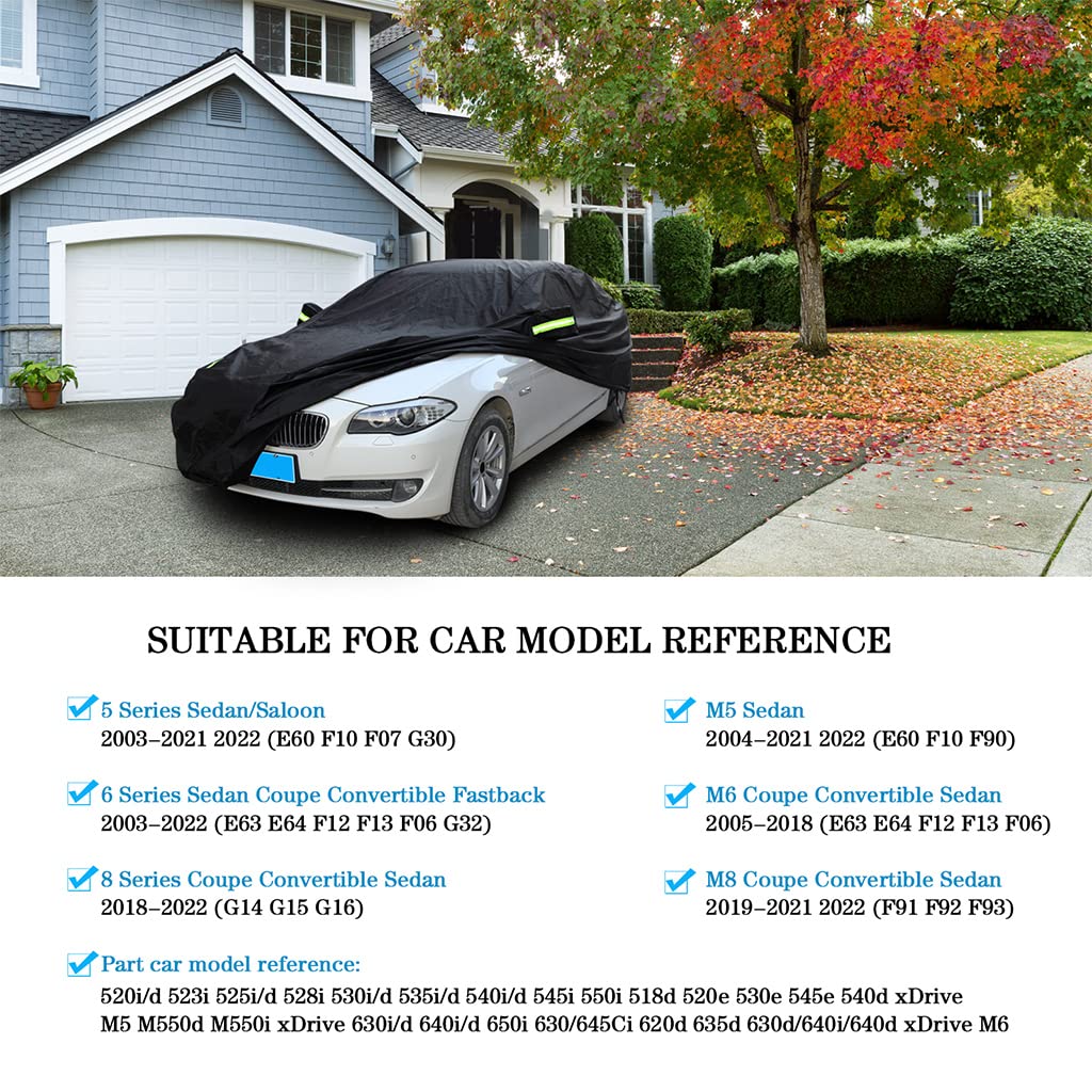 Funda para Coche Compatible con BMW Serie 5(2003-2021 2022)/Serie 6(03-22)/Serie 8(18-22)/M5/M6/M8 Coupé Cabrio Berlina Gran Turismo Gran Coupé, Impermeable Cubierta del Coche Exterior