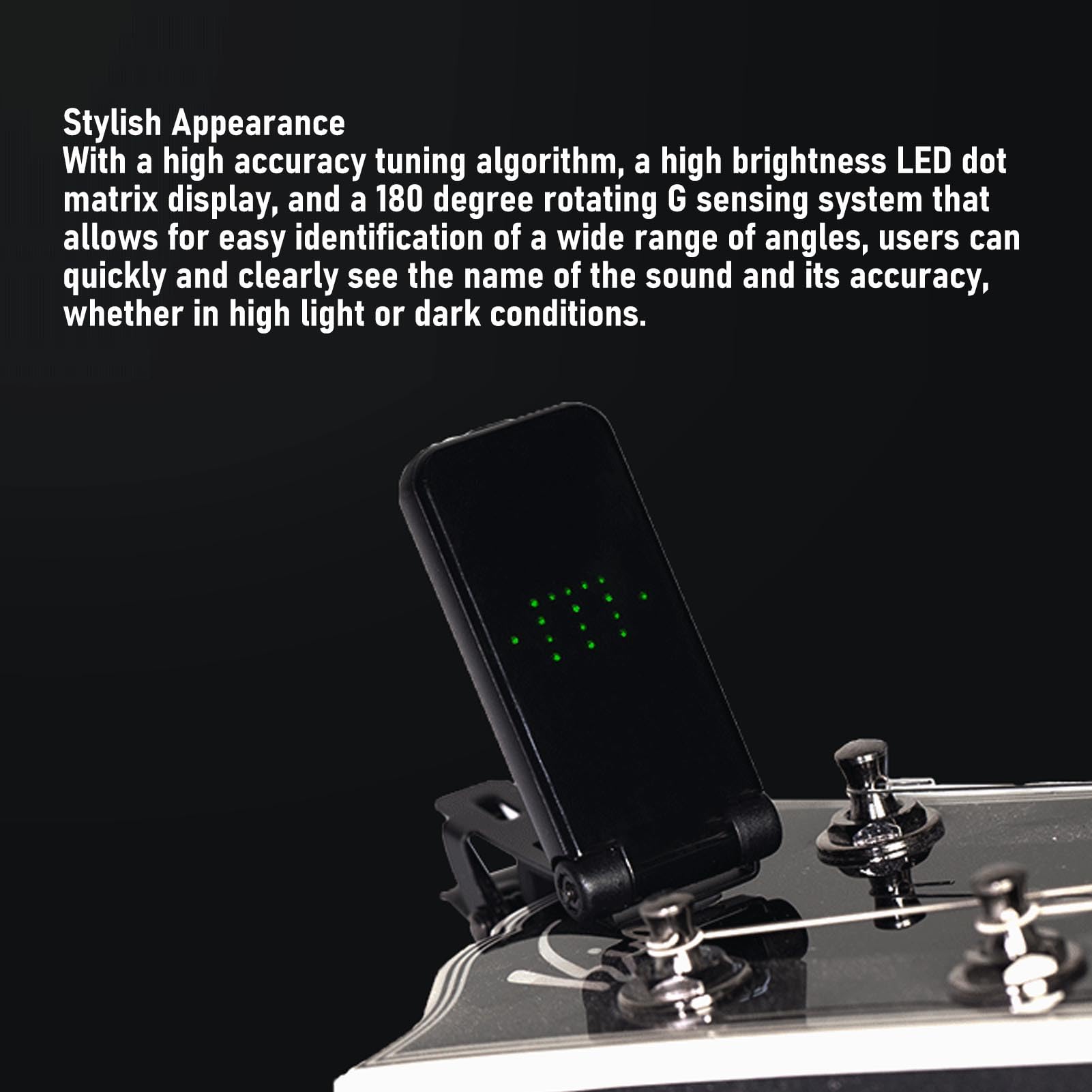 VGEBY Accordatore Cromatico con Clamp e Display LED, Piccolo e Portatile, Rotazione 360° per Chitarra Elettrica, Acustica, Basso e Violino
