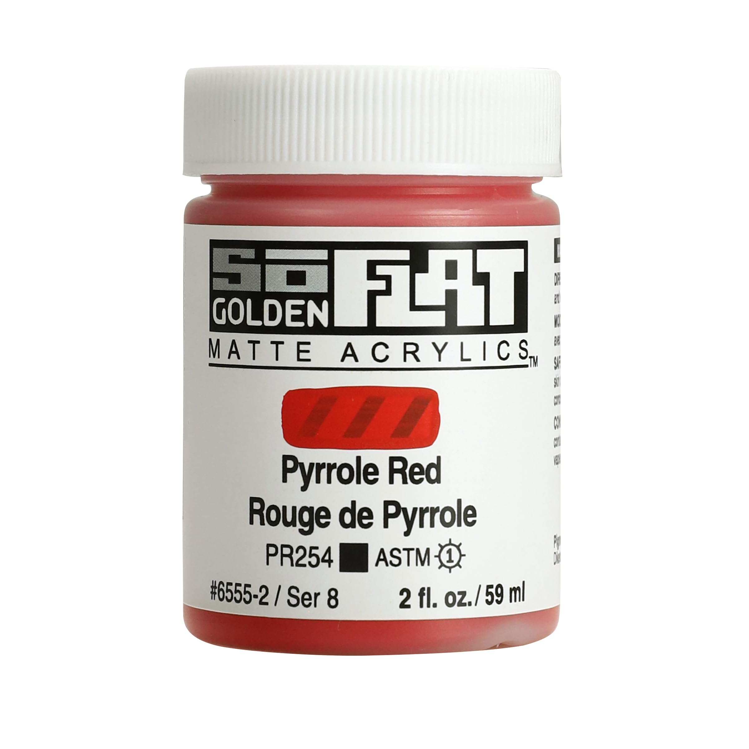 Golden SoFlat Matte Acrylic Paint, 2oz jar, Pyrrole Red (6555-2)