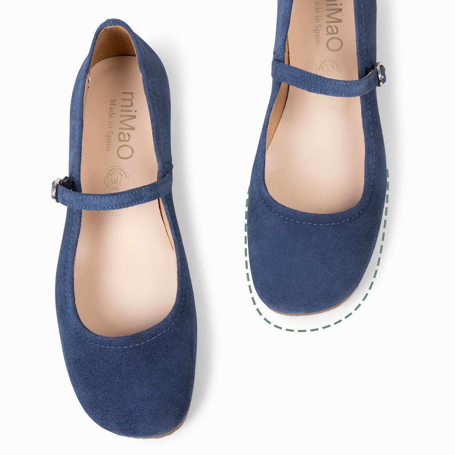 miMaO. Merceditas de Horma Ancha para Mujer con Plantilla de Piel. Zapatos Planos de Piel Fabricados en España