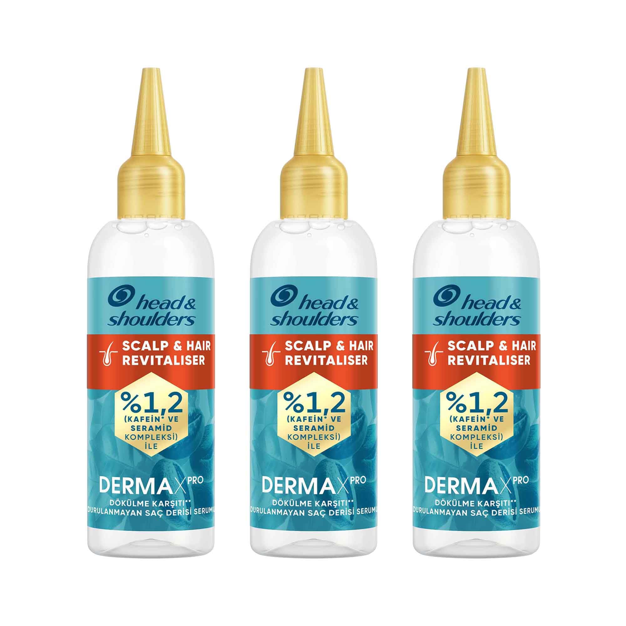 Head&Shoulders DermaXPRO Scalp & Hair Revitaliser Dökülme Karşıtı Durulanmayan Saç Derisi Serumu Kafein ve Seramid ile 145ml 3lü paket