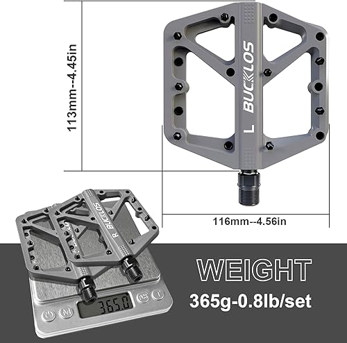 Miniatura 6 de BUCKLOS Pedales de Bicicleta de Montaña MTB Pedales Planos, Bicicleta de Carretera para Adultos Plataforma Grande Pedal Antideslizante de Nylon para