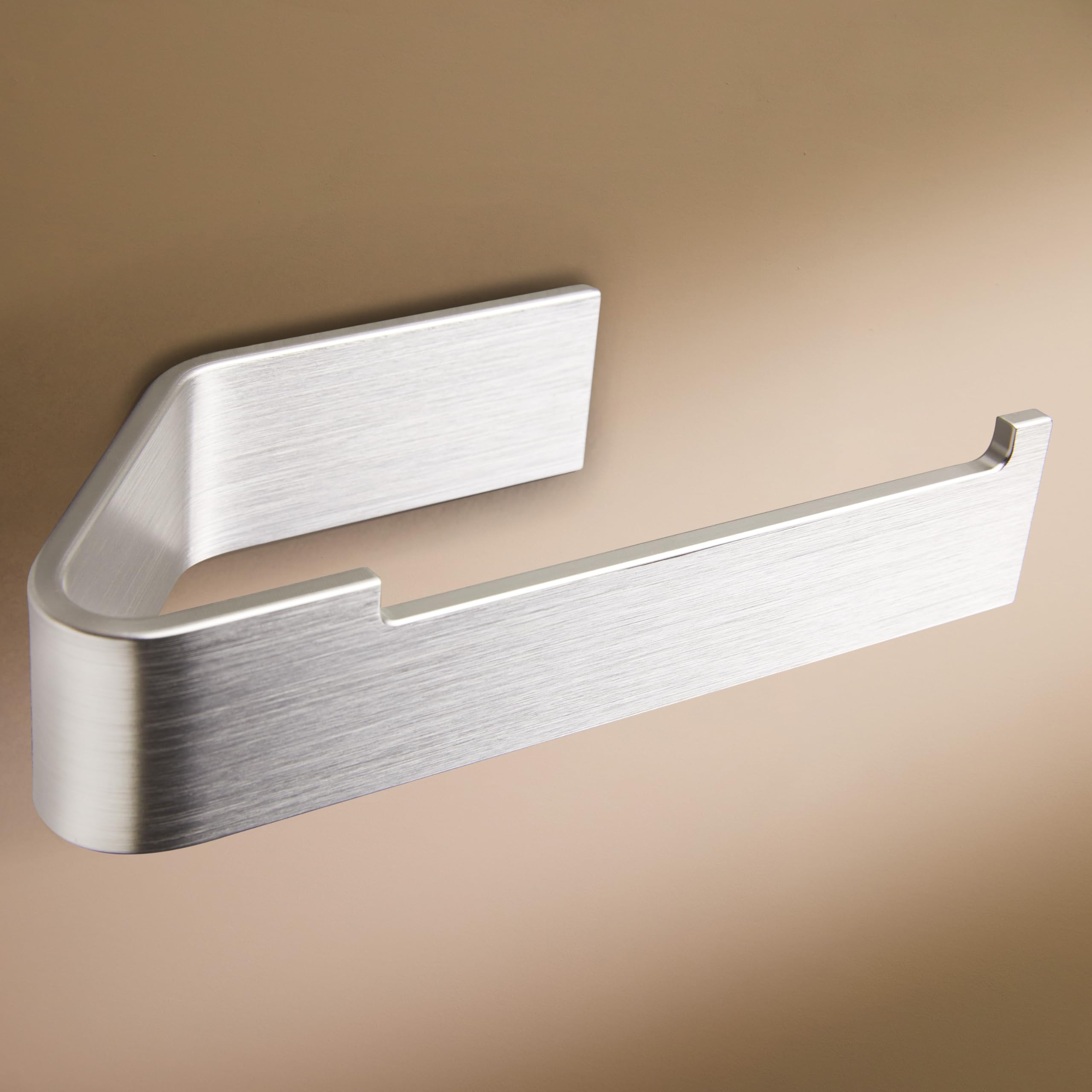 Design Hambourg Porte Papier Toilette sans Percer I Support Papier Toilette Salle de Bain Mural Auto Adhésif I Porte-Rouleau Papier WC I Design Moderne Gris argenté brossé