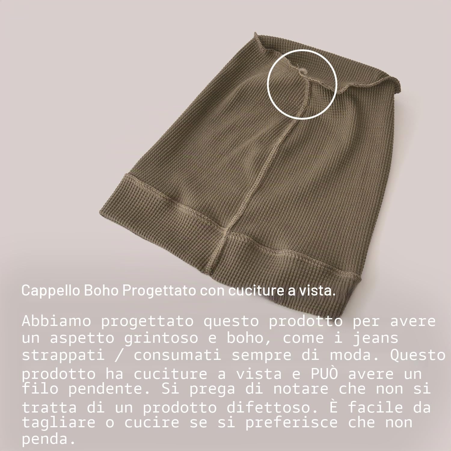 Berretto Uomo Hipster Oversize, Cappello Cotone Donna 100% Chemio con Cuciture A Vista, Cuffie per Dormire Lungo Slouch Moda Waffle e Reversibile