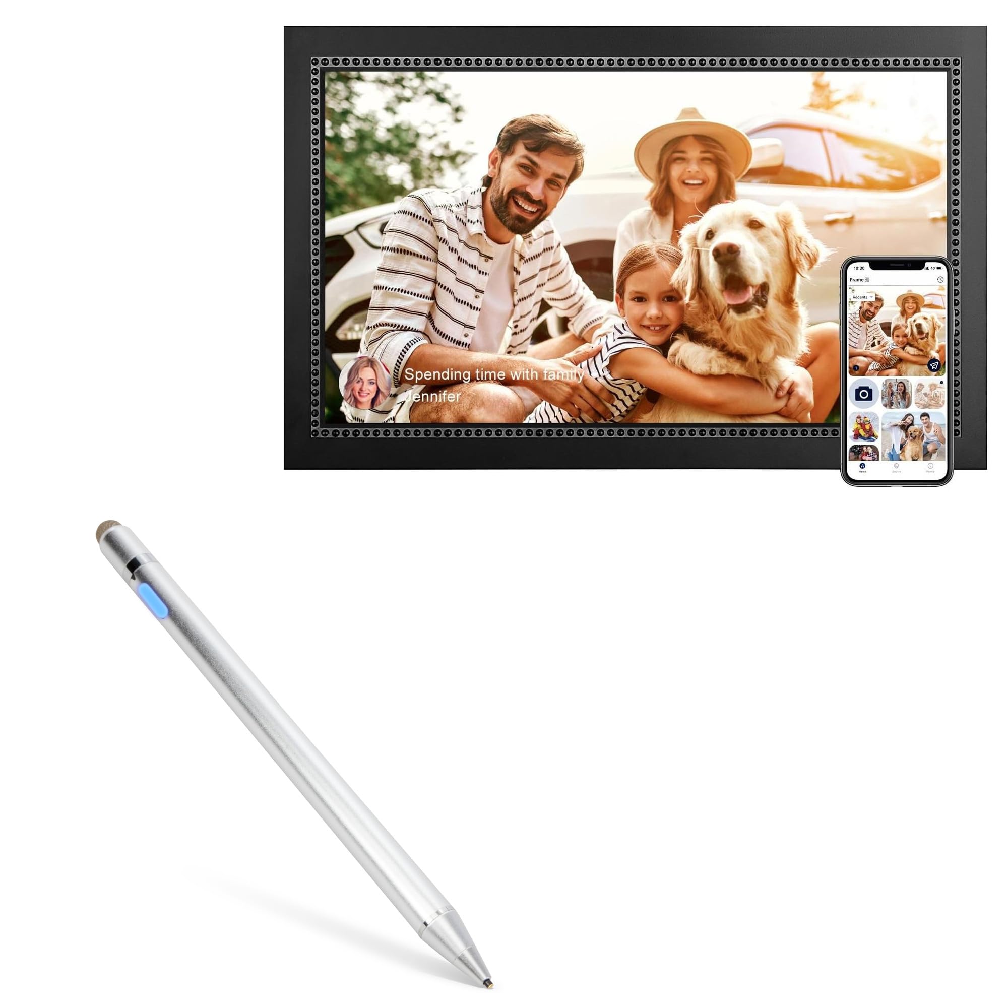 BoxWave Stylus Pen Compatible with ryesug Digital Picture Frame 15.6 in - AccuPoint Active Stylus, Electronic Stylus with Ultra Fine Tip - Metallic Silver