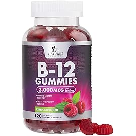 B12 Vitamins Energy Gummies 3000 mcg - Extra Strength B 12 Gummy for Metabolism & Immune System Support - Chewable Dietary B12 Supplements for Adults & Kids Caffeine Free Gummy Vitamin - 120 Gummies