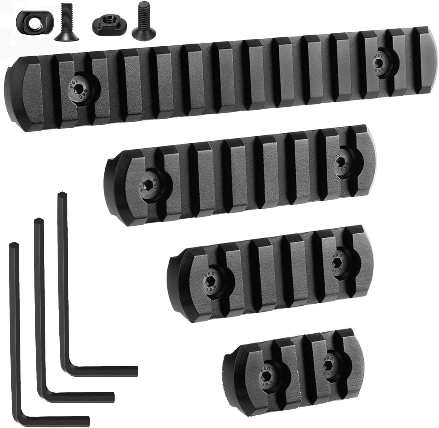 Compatible with Mlok Picatinny Rail 3 5 7 13 Slots Aluminum Picatinny Rails Section Adapter for M LOK Systems with 9 T-Nuts 9 Screws 3 Allen Wrench - 4 Pack : Sports & Outdoors