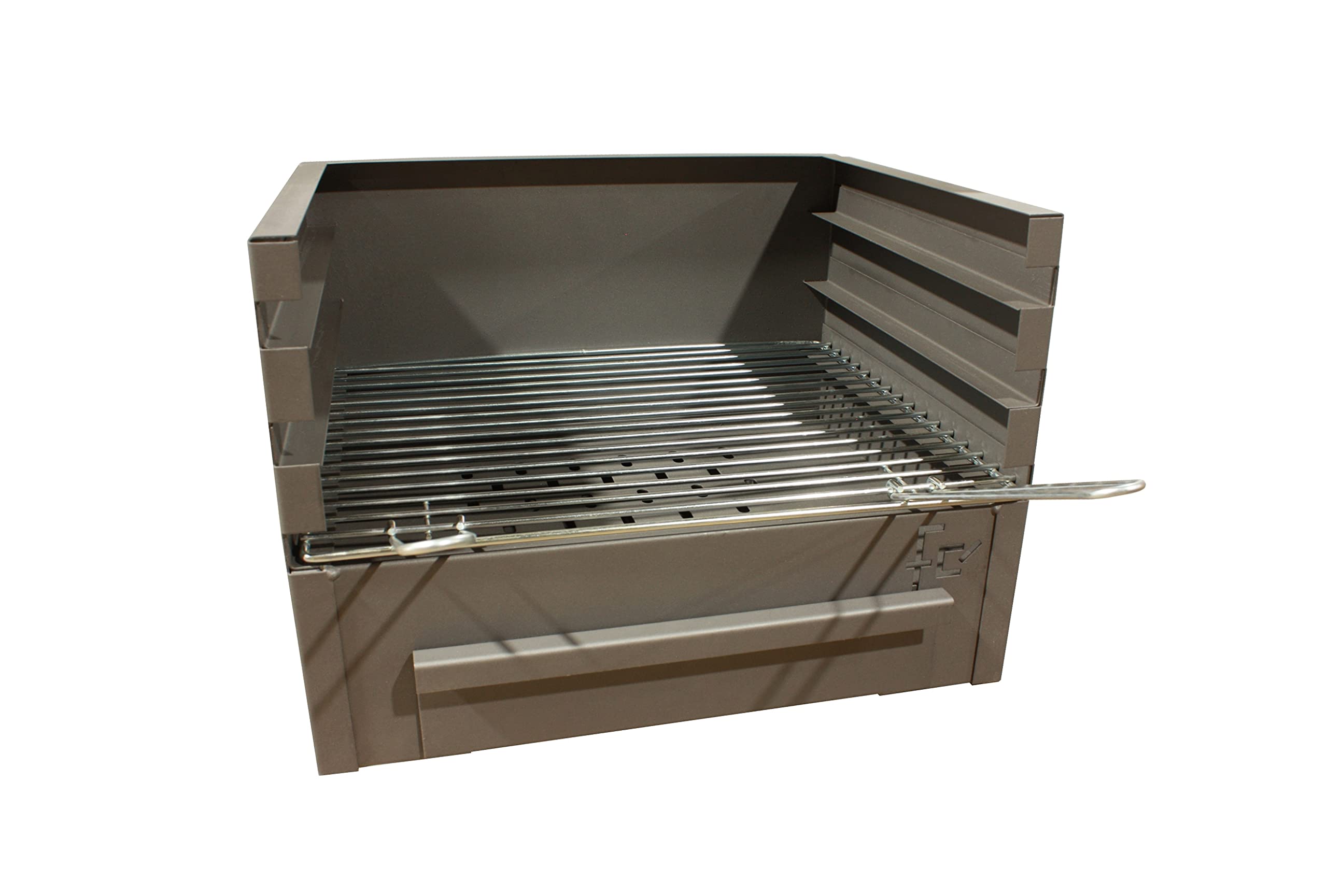 Cajón para Barbacoa con parilla, barbacoa rectangular 60x41 carbón y leña con 3 alturas y cajón para cenizas.