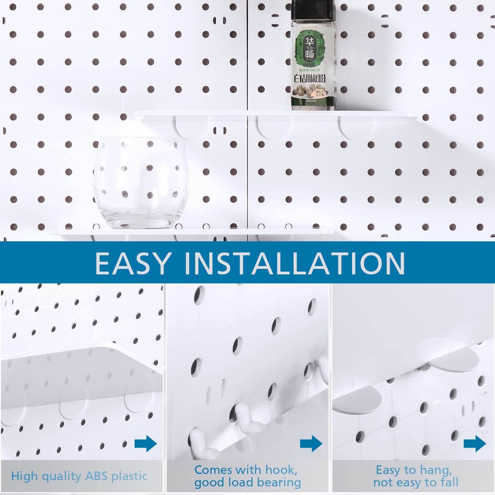 4 Pack Pegboard Shelves Peg Board Organizer Shelves Pegboard Accessories for Craft Room Home