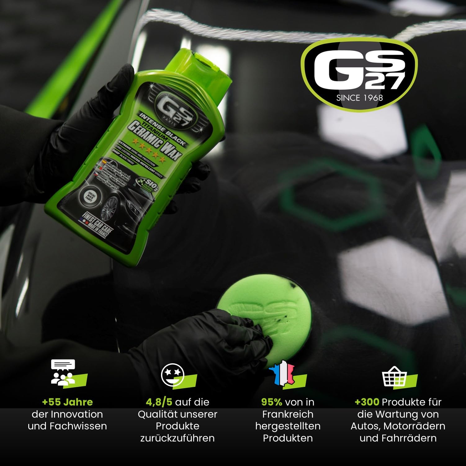 GS27 - Titan Keramik Politur Schwarz - Autoreiniger - Sofortiger Glanz - 500 ml