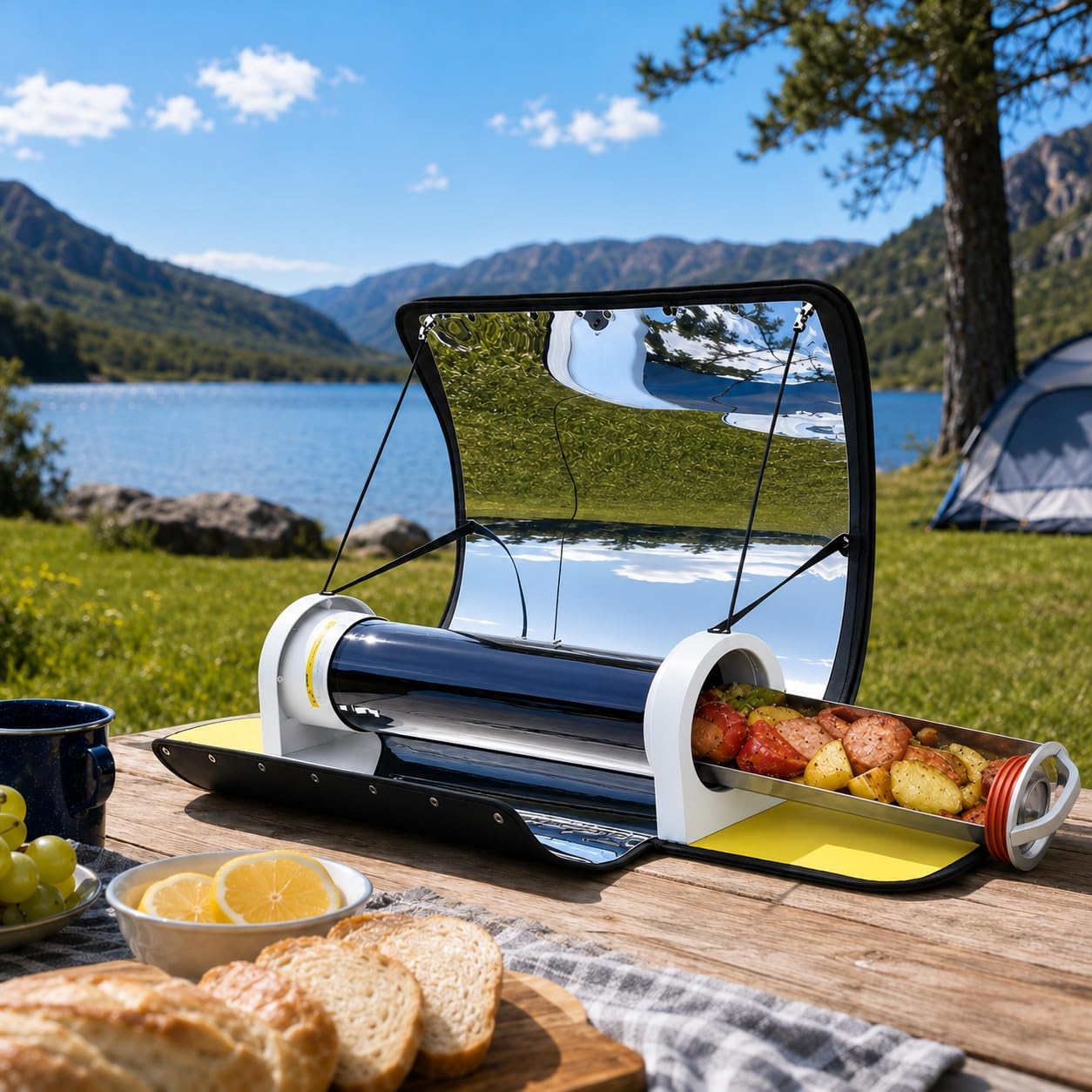 Cocina Solar para Camping 4,5 L con Termómetro, Horno Portátil sin Humo ni Electricidad, Parrilla Solar para 4–5 Personas, Senderismo, Picnic y Caravana
